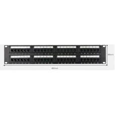 Патч-панель UTP, 19" (2U), 48 портов RJ-45, Cat.6, Dual IDC, SANXIN PP19-2U-UTP48-Cat.6-DIDC